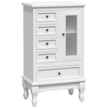 Mueble De 5 Cajones Y 2 Estantes Blanco Vidaxl