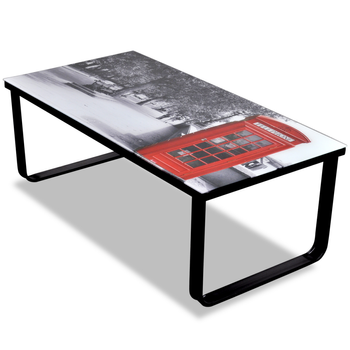 Mesa De Centro Superficie De Vidrio Con Foto De Cabina Inglesa Vidaxl