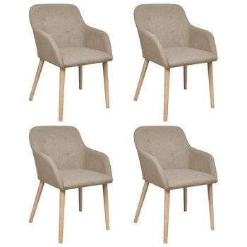 Sillas De Comedor Con Reposabrazos 2 Unidades De Tela Beige con Ofertas en  Carrefour