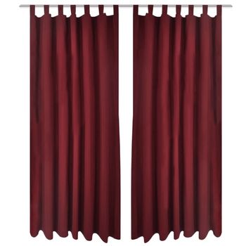 2 Cortinas Micro-satinadas Con Trabillas Color Burdeos, 140 X 175 Cm Vidaxl