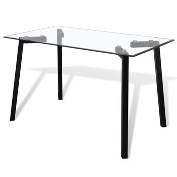 Mesa De Salón Comedor Con Superficie De Vidrio Y Patas Negras Vidaxl