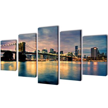 Set Decorativo De Lienzos Para Pared  Río De Brooklyn 200 X 100 Cm Vidaxl