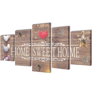 Set Decorativo De Lienzos Para Pared Home Sweet Home 100x50cm Vidaxl