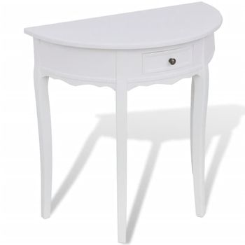 Mesa Consola Semicircular Con Cajón Blanca Vidaxl