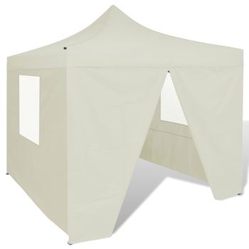 Tienda De Fiesta Plegable 3x3 M Con 4 Paredes Crema Vidaxl