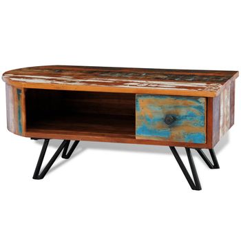 Mesa De Centro Vintage De Madera Reciclada Y Patas De Hierro Vidaxl