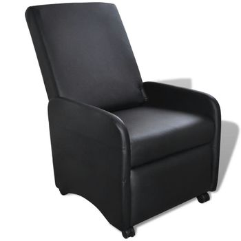 Sillón Plegable De Cuero Sintético Negro Vidaxl