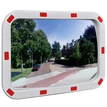 Espejo De Tráfico Convexo Rectangular Con Reflectores 40 X 60cm Vidaxl
