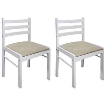 Sillas De Comedor 2 Uds Madera Maciza Caucho Terciopelo Blanco Vidaxl