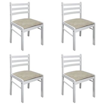 Sillas De Comedor 4 Uds Madera Maciza Caucho Terciopelo Blanco Vidaxl