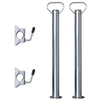 2 Tubos De Soporte Con 2 Abrazaderas Para Rueda Jockey De 48 Mm