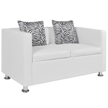 Sofá De 2 Plazas De Cuero Artificial Blanco 120 X 62,5 X 63 Cm Vidaxl