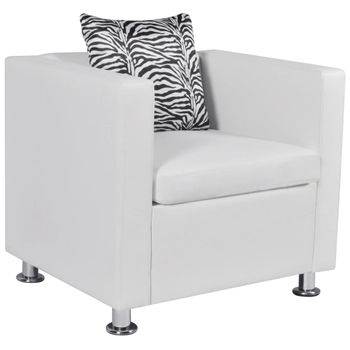 Sillón De Cuero Sintético Blanco Vidaxl