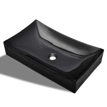 Lavabo De Cerámica Rectangular Color Negro Vidaxl