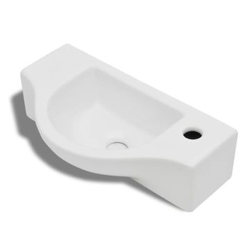 Lavabo De Cerámica Blanco Con Agujero Para Grifo Vidaxl