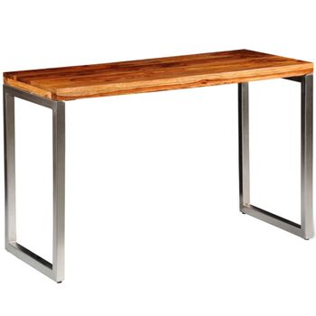 Mesa De Salón O Escritorio Madera Sheesham Con Patas De Acero Vidaxl