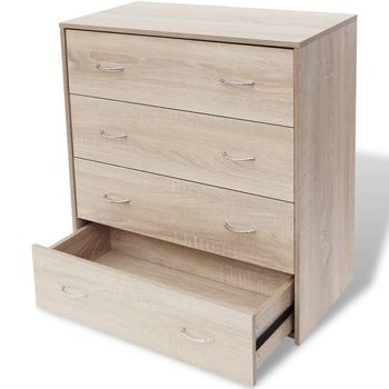 Cajonera De 50 Cm Para Armario 4 Cajones Varios Colores En Acabado Bisel  73,4 Cm(alto)50 Cm(ancho)45 Cm(fondo) , Color - Roble Claro-blanco Solft  con Ofertas en Carrefour