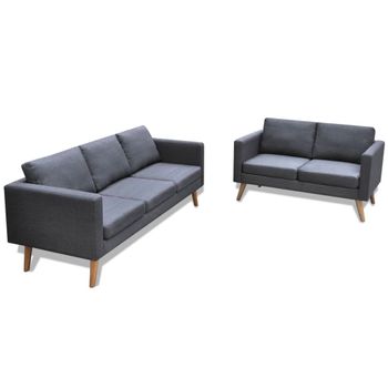 Conjunto De Sofás De 2 Y 3 Plazas De Tela Gris Oscuro 116 X 70 X73 Cm Vidaxl