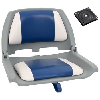 Set Asientos Plegables Para Barco 2 Uds Con Cojín Blanco Y Azul Vidaxl