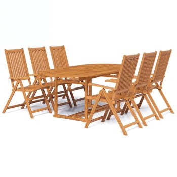 Set De Comedor De Jardín 7 Piezas Madera Maciza De Acacia Vidaxl