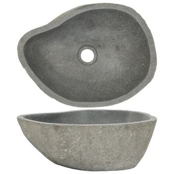 Lavabo De Piedra De Río Ovalado 37-46 Cm Vidaxl