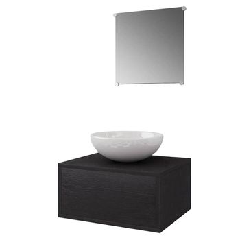 Conjunto De Mueble Y Lavabo 3 Piezas Negro Vidaxl