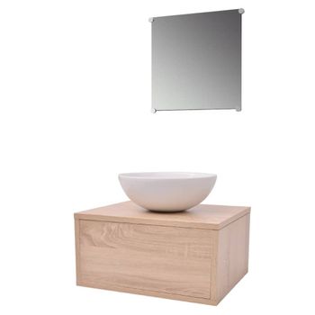 Conjunto De Mueble Y Lavabo 3 Piezas Beige Vidaxl