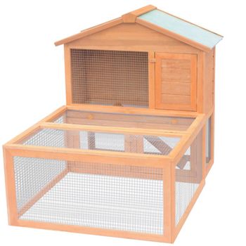 Conejera Jaula De Animales Con Patio Exterior Madera Vidaxl