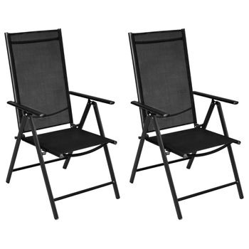 Maison Exclusive Sillas de camping plegables reposapiés 2 uds textilene  negro