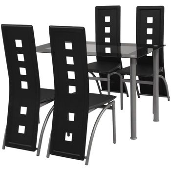 Conjunto De Comedor De Cinco Piezas Negro Vidaxl