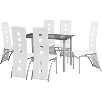 Conjunto De Comedor De Siete Piezas Blanco Vidaxl