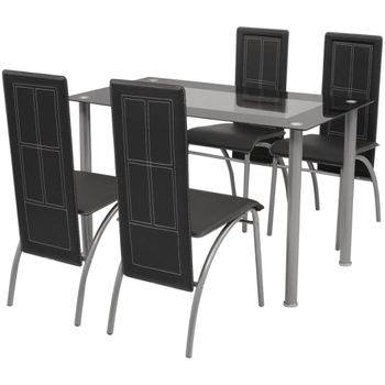 Conjunto De Comedor De Cinco Piezas Negro Vidaxl