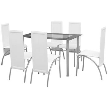 Conjunto De Comedor De Siete Piezas Blanco Vidaxl