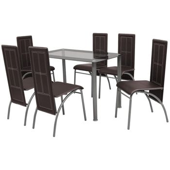 Conjunto De Comedor Elegante Y Cómodo De Siete Piezas Color Marrón Vidaxl