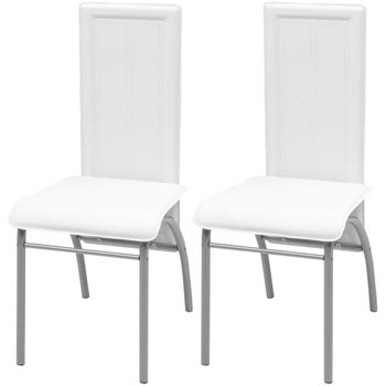 Sillas De Comedor 2 Unidades Cuero Sintético Blanco Vidaxl