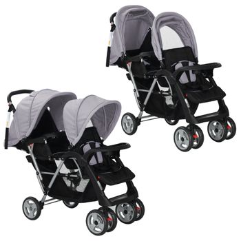 Camerina Carrito para Gemelos de Acero Rojo Carrito gemelar Bebe Silla  gemelar