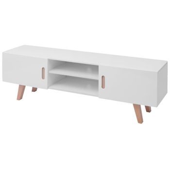 Mueble Para Tv Mdf Blanco Brillante 150x35x48,5 Cm Vidaxl