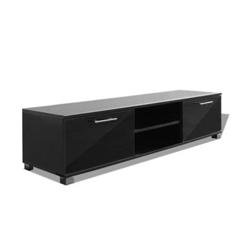 Mueble TV acabado roble claro y patas de metal negro 160 cm PERNELLE -  Miliboo