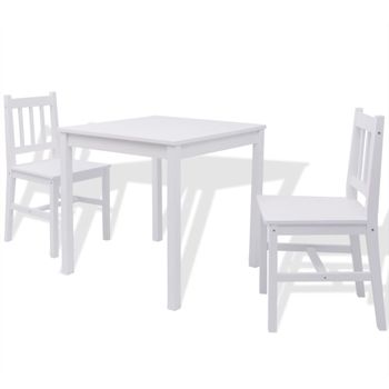 Conjunto De Comedor 3 Piezas Madera De Pino Blanco Vidaxl