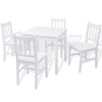 Conjunto De Comedor 5 Piezas Madera De Pino Blanco Vidaxl