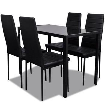 Conjunto De Mesa Y Sillas De Comedor 5 Piezas Negro Vidaxl