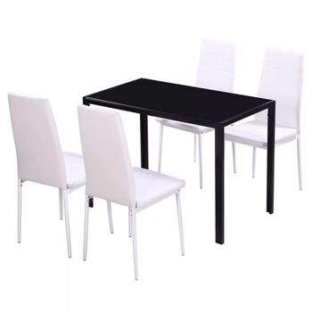 Conjunto De Mesa De Comedor 5 Piezas Blanco Y Negro Vidaxl