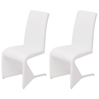 Sillas De Comedor 2 Unidades Cuero Sintético Blanco Vidaxl