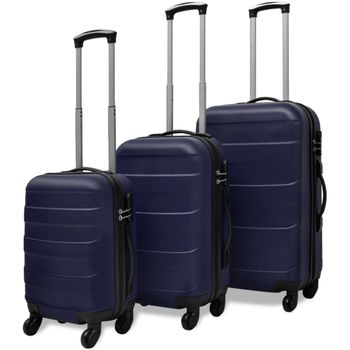 Set Trolley Maleta Rígida Tres Uds. Azul Vidaxl