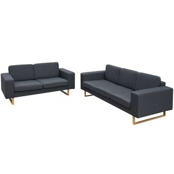 Conjunto De Sofás De 2 Y 3 Plazas Gris Oscuro 156 X 82 X 76 Cm Vidaxl