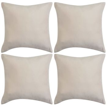 Vidaxl Fundas De Cojín 4 Uds 40x40cm Poliéster Gamuza Beige