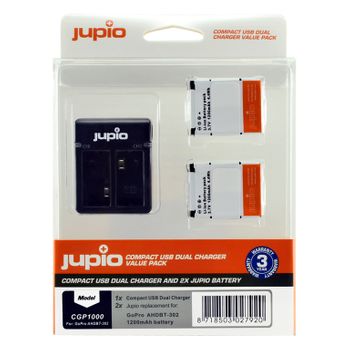 Kit Jupio 2 Baterias Hero3+(1200mah) Cargador  Duplo Usb