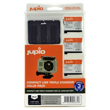 Kit Jupio 3 Baterias Hero4 (1160mah) + Cargador  Triplo Usb