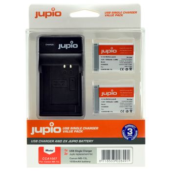Kit Jupio 2 Baterias Nb-13l + Cargador  Single Usb