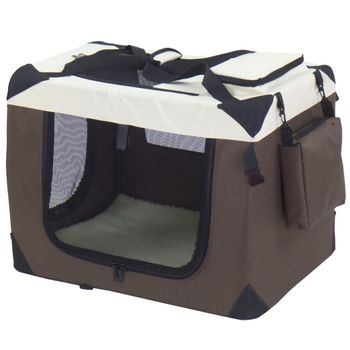 Transportín Para Perros Nylon Marrón 50x34x36 Cm @pet